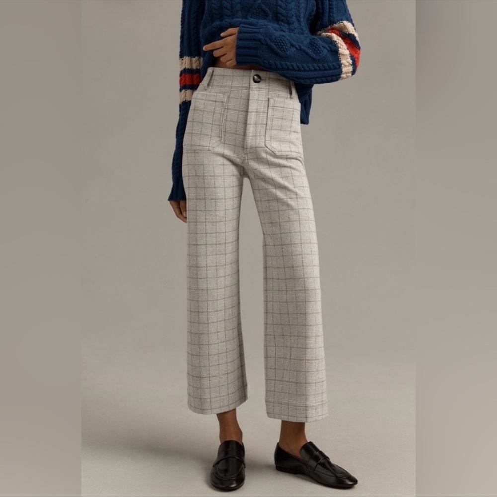 Anthropologie The Colette Knit Plaid Crop Pants by Maeve